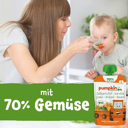 Quetschie Süßkartoffel, Karotte, Linsen, Brokkoli & Banane ab 8 Monaten, 100 g