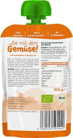 Quetschie Süßkartoffel, Karotte, Linsen, Brokkoli & Banane ab 8 Monaten, 100 g