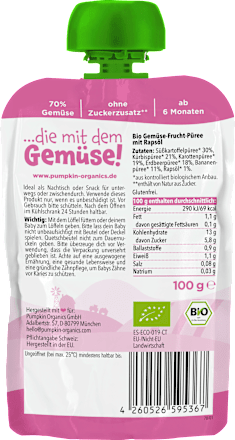 Quetschie Süßkartoffel, Kürbis, Karotte & Erdbeere ab 6 Monaten, 100 g