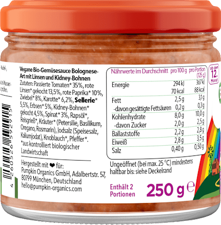 Soße Veggie Bolognese ab 1 Jahr, 250 g