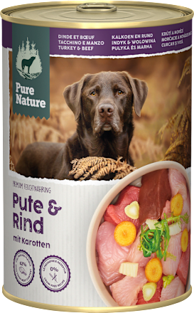Nassfutter Hund mit Pute, Rind & Karotten, 400 g