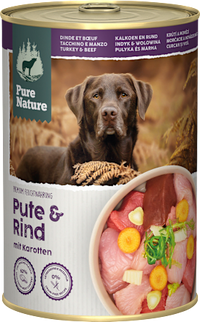 Nassfutter Hund mit Pute, Rind & Karotten, 400 g