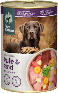 Nassfutter Hund mit Pute, Rind & Karotten, 400 g