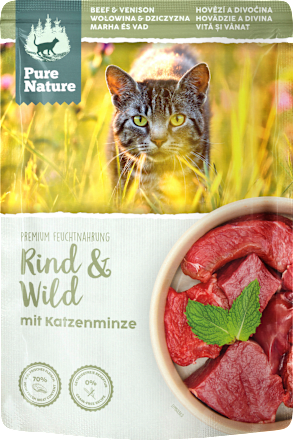 Nat kattenvoer met rundvlees, wild &amp; kattenkruid, 85 g