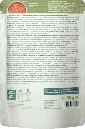 Nat kattenvoer met rundvlees, wild &amp; kattenkruid, 85 g