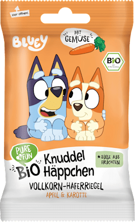 Kindersnack Bluey Vollkorn-Haferriegel Apfel & Karotte ab 12 Monaten, 40 g