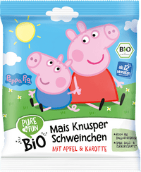 Kindersnack Peppa Pig Mais Knusper Schweinchen mit Apfel & Karotte ab 12 Monaten, 30 g