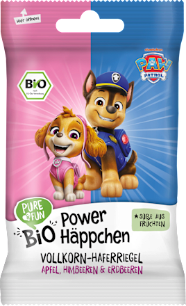 Kindersnack Power Häppchen Vollkorn-Haferriegel Apfel, Himbeeren & Erdbeeren, ab 12 Monaten, 40 g