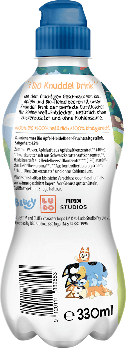 PURE & FUN Saft & Wasser Bluey Apfel & Heidelbeere mit stillem Wasser ab 3 Jahren, 330 ml EINWEG