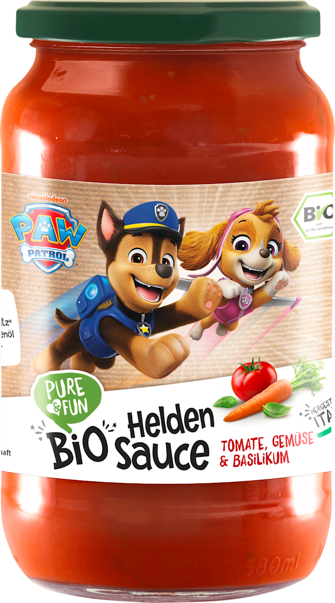 PURE & FUN Sauce PAW Patrol Helden Tomate, Gemüse & Basilikum ab 3 Jahren, 340 g