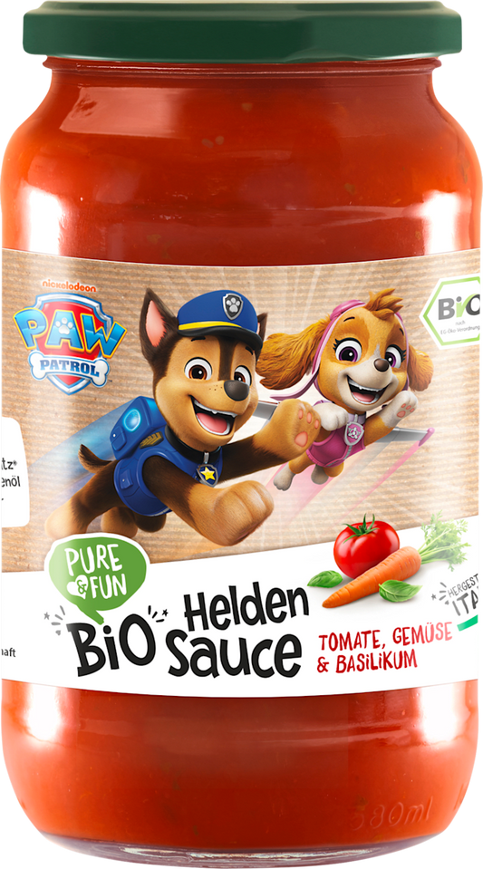 PURE & FUN Sauce PAW Patrol Héros Tomate, légumes & basilic à partir de 3 ans, 340 g