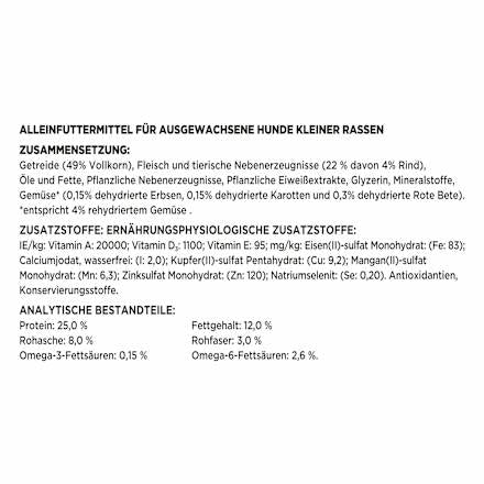 Droog hondenvoer met rundvlees &amp; tuingroenten, kleine lekkernijen voor kleine rassen, 2,8 kg