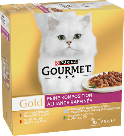 Natvoer voor katten Fijne Samenstelling Multipack (8x85 g), 680 g