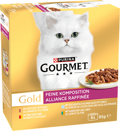 Natvoer voor katten Fijne Samenstelling Multipack (8x85 g), 680 g