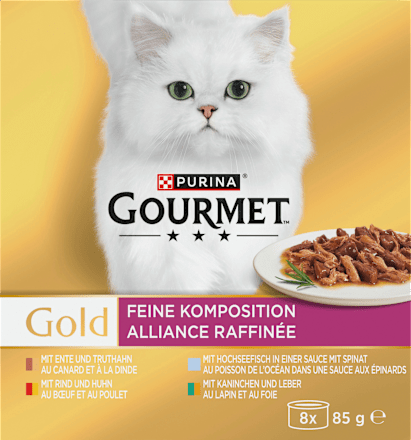 Natvoer voor katten Fijne Samenstelling Multipack (8x85 g), 680 g