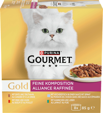 Natvoer voor katten Fijne Samenstelling Multipack (8x85 g), 680 g