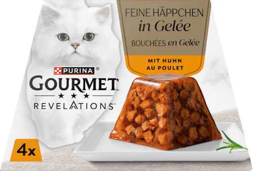 Nassfutter Katze Huhn in Gelée, Revelations feine Häppchen Multipack (4x57 g), 228 g