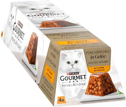 Nassfutter Katze Huhn in Gelée, Revelations feine Häppchen Multipack (4x57 g), 228 g