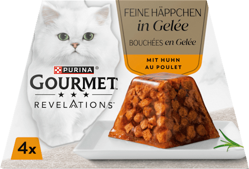 Nassfutter Katze Huhn in Gelée, Revelations feine Häppchen Multipack (4x57 g), 228 g