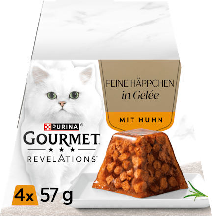 Nassfutter Katze Huhn in Gelée, Revelations feine Häppchen Multipack (4x57 g), 228 g