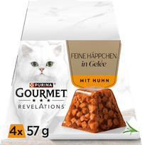 Nassfutter Katze Huhn in Gelée, Revelations feine Häppchen Multipack (4x57 g), 228 g