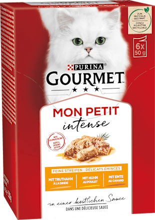 Nat kattenvoer met gevogelte, Mon Petit intense, multipack (6 x 50 g), 300 g