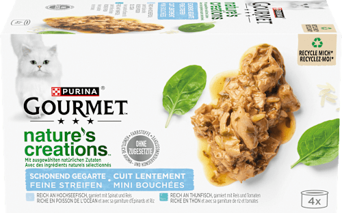 Nat kattenvoer met diepzeevis, spinazie &amp; rijst, nature's creations, multipack (4 x 85 g), 340 g