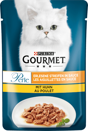 Nat kattenvoer met kip, Perle - heerlijke reepjes in saus, 85 g