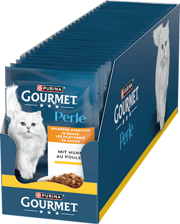 Nat kattenvoer met kip, Perle - heerlijke reepjes in saus, 85 g