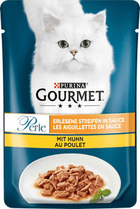 Nat kattenvoer met kip, Perle - heerlijke reepjes in saus, 85 g