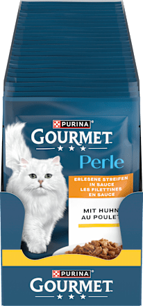 Nat kattenvoer met kip, Perle - heerlijke reepjes in saus, 85 g