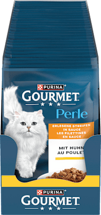 Nat kattenvoer met kip, Perle - heerlijke reepjes in saus, 85 g