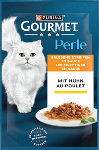 Nat kattenvoer met kip, Perle - heerlijke reepjes in saus, 85 g