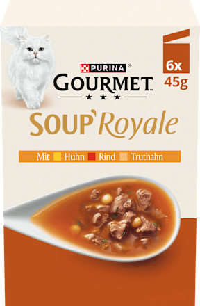 Nassfutter Katze mit Huhn, Rind & Truthahn, Soup Royale, Multipack (6x45 g), 270 g