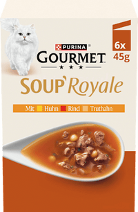 Nassfutter Katze mit Huhn, Rind & Truthahn, Soup Royale, Multipack (6x45 g), 270 g