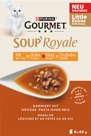Nassfutter Katze mit Huhn, Rind & Truthahn, Soup Royale, Multipack (6x45 g), 270 g