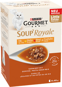 Nassfutter Katze mit Huhn, Rind & Truthahn, Soup Royale, Multipack (6x45 g), 270 g