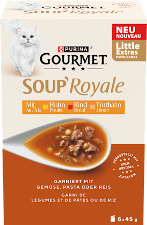 Nassfutter Katze mit Huhn, Rind & Truthahn, Soup Royale, Multipack (6x45 g), 270 g