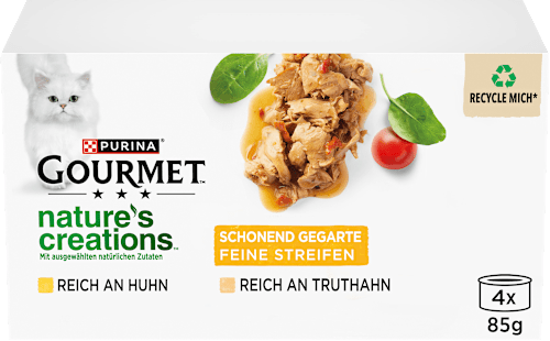 Nassfutter Katze mit Huhn & Truthahn, nature's creations, Multipack (4x85 g), 340 g