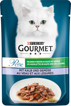 Nat kattenvoer met kalfsvlees &amp; groenten, Perle - heerlijke reepjes in saus, 85 g