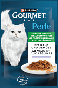 Nat kattenvoer met kalfsvlees &amp; groenten, Perle - heerlijke reepjes in saus, 85 g