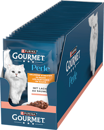 Nat kattenvoer met zalm, parel - heerlijke reepjes in saus, 85 g