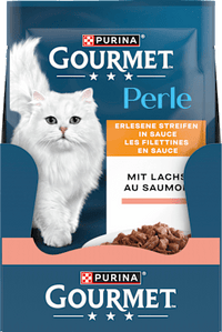 Nat kattenvoer met zalm, parel - heerlijke reepjes in saus, 85 g
