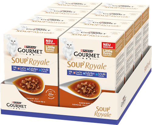 Nassfutter Katze mit Lachs & Kabeljau oder Scholle, Soup Royale, Multipack (6x45 g), 270 g