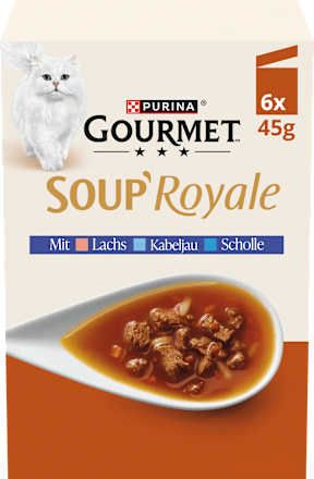 Nassfutter Katze mit Lachs & Kabeljau oder Scholle, Soup Royale, Multipack (6x45 g), 270 g