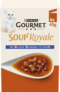 Nassfutter Katze mit Lachs & Kabeljau oder Scholle, Soup Royale, Multipack (6x45 g), 270 g