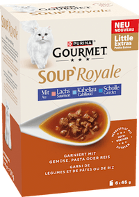 Nassfutter Katze mit Lachs & Kabeljau oder Scholle, Soup Royale, Multipack (6x45 g), 270 g