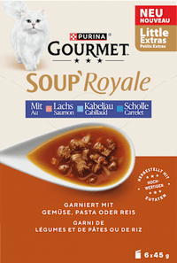 Nassfutter Katze mit Lachs & Kabeljau oder Scholle, Soup Royale, Multipack (6x45 g), 270 g