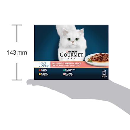 Nat kattenvoer met rund, kip, konijn &amp; zalm, Perle - exquisite strips, multipack (8 x 85 g), 680 g