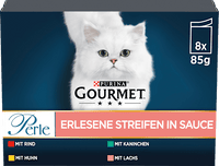 Nat kattenvoer met rund, kip, konijn &amp; zalm, Perle - exquisite strips, multipack (8 x 85 g), 680 g